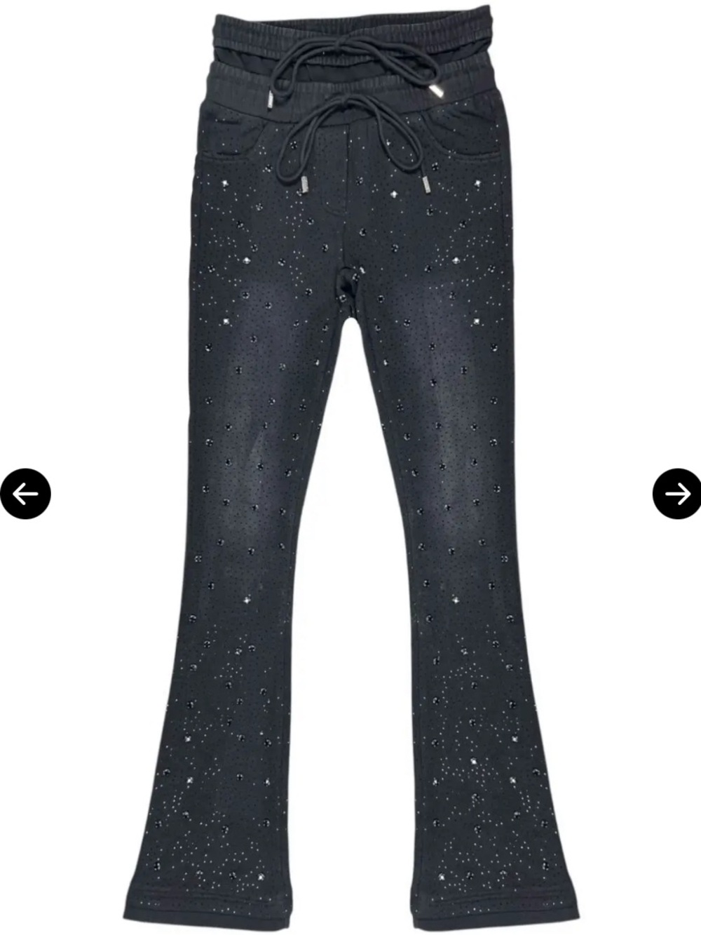 New GUAPI Black Rhinestone-Embellished Jeans - Picture 2 of 9